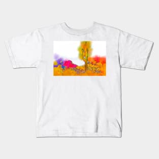 Desert Saguaro In Subtle Abstract Kids T-Shirt